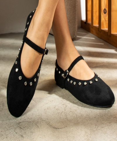 İnci Detaylı Süet Babet