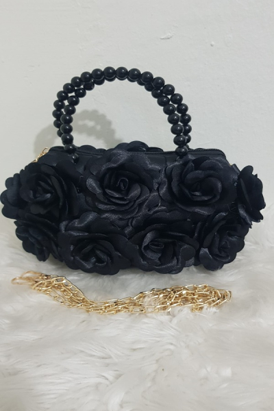 İnci Saplı Çiçek Detaylı Kadın Abiye Çanta