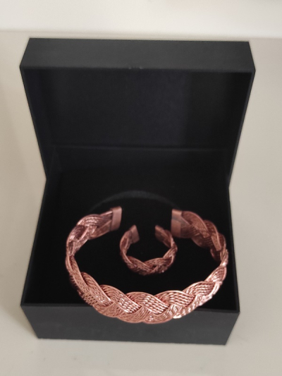 Kelt Düğümü Esintisi El Yapımı Bakır Bileklik ve Yüzük Seti