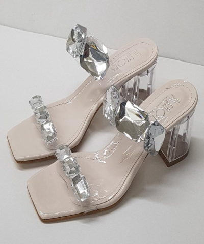 Şeffaf Topuklu Kristal Taşlı Rugan Terlik