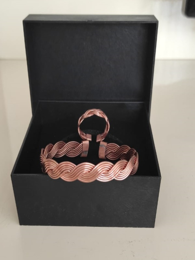Sonsuz Döngü El Yapımı Bakır Bileklik ve Yüzük Seti