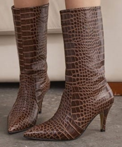 Yılan Desenli Hakiki Deri Bot